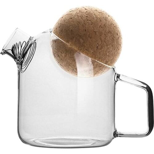 1pc Cork Glass Tea Kettle Thick Glass Teapot Juice Jar Tea Pitcher For Home Use Kitchen Teaware Drinkpot 500ml/800ml/1200ml