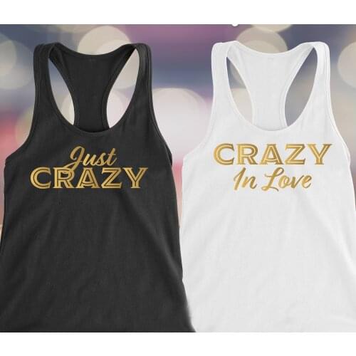 Crazy in love tank top Just crazy Bachelorette bash party women fashion wedding couple lover funny slogan vest undershirt