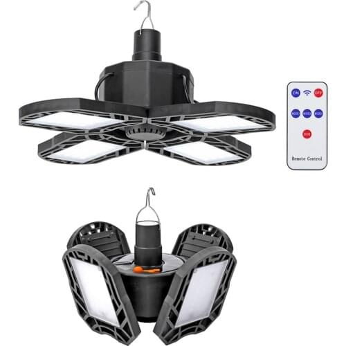 LED Garage Light 360 Degrees Deformable Ceiling Light For Home Warehouse Workshop Folding Four-Leaf Deformation Lamp