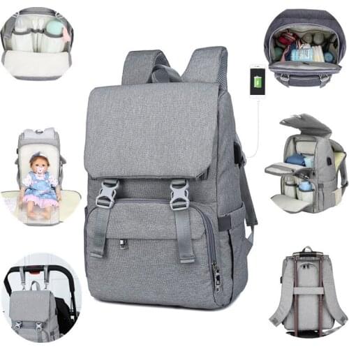 USB Maternity Bag Multi-function Diaper Bag Travel Nursing Backpacks for Baby Care Mom Nappy Baby Bag with Stroller Straps