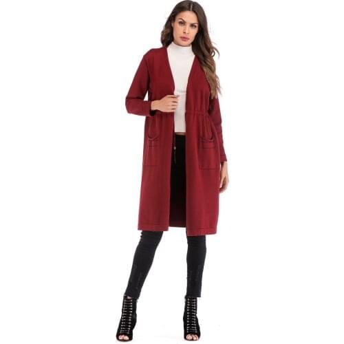 YYFS 2019 Autumn Spring Women Knitting Long sleeve Cotton Jackets Coat Open Front Coat Long Coat Overcoat Cardigan Female Blusas