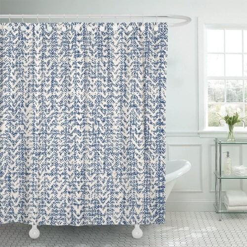 Tie Dye Shibori Ink Japanese Modern Batik Watercolor Indigo Endless Blue and White Watercolour Design Shower Curtain Polyester 7