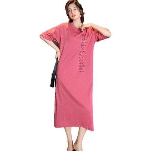 NYFS Summer Dress 2021 Korean New Short sleeve loose Printing long dress Vestidos robe ete femme Elbise Woman Dress