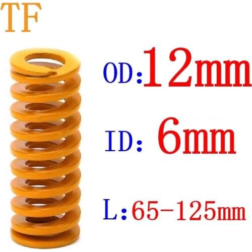 1pcs Yellow spring Light Load Stamping Compression Mould Die Spring Outer Diameter 12mm Inner Diameter 6mm Length 65-125mm