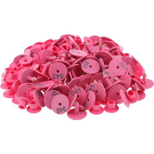 100PCS Pre Numbered Livestock Identification Ear Tag For Pig Goat Sheep Pink