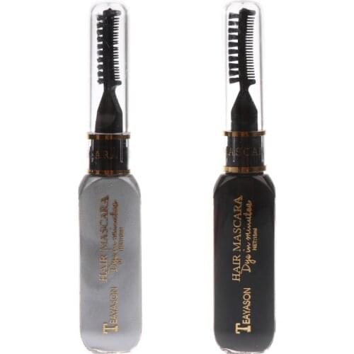 2 Bottles Professional Hair Dye Temporary Hair Color Stick Non-toxic Salon Diy Hair Dyeing Mascara (Black+Gray)