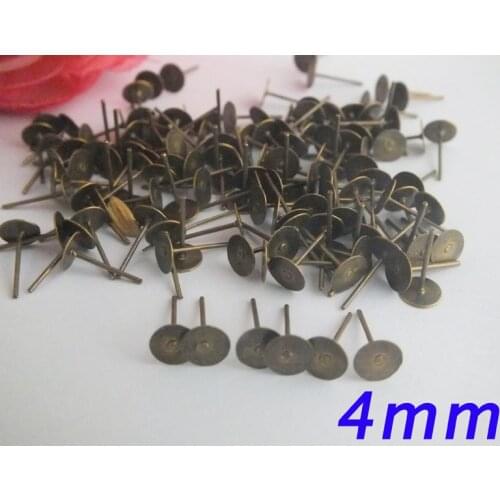 2000pcs/lot Antique Bronze Round Cabochon Settings ,Earring Findings 4/5/6/8/10mm