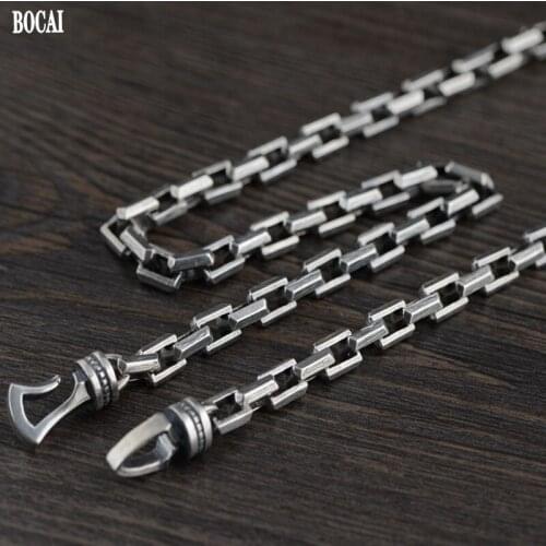 2021 Fashion S925 Silver Vintage Chain Punk Man Thick Necklace Fashionable Rock Locomotive Hip-hop Style Heavy Necklace for Man