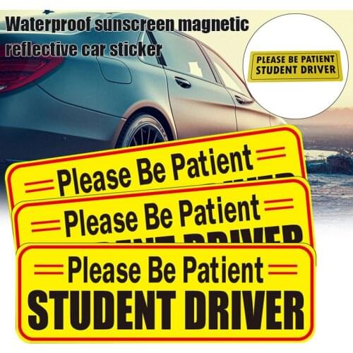 3PCS Student Driver Magnet Safety Sign Vehicle Bumper Magnet Car Vehicle Reflective Sign Sticker Bumper for New Drivers BIN