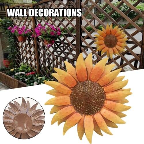 31cm Metal Sunflower Wall Art Flower Wall Sculptures Fence Decor Yard Wall Hanging Statue Decor can CSV
