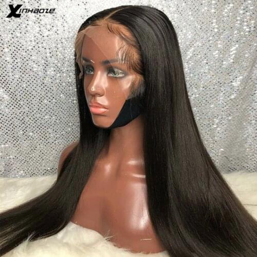 5*5 PU Silk Top Lace Frontal Wig Straight Remy Brazilian Lace Front Human Hair Wigs With Adjustable Elastic Band PrePlucked