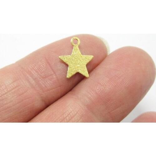 Brass charms raw brass mini star earrings dangle 11.5x10x0.4mm brass necklace components -50pcs R1182