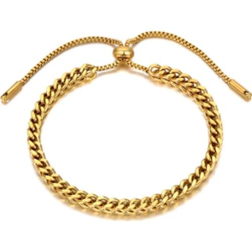 316L Stainless Steel Non-fading Thick Chain Pull Adjustment Bracelet Female Girlfriend Student Bracelet No Fade