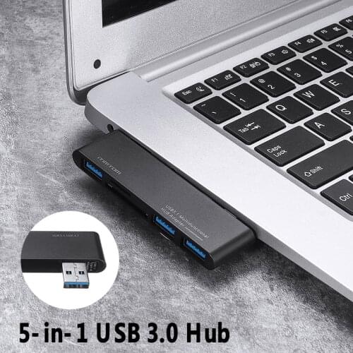 For Windows XP/2000/Vista 1pc 5Gbps High Speed 5-in-1 USB 3.0 Hub Splitter Portable SD/TF Card Reader Converter Pohiks