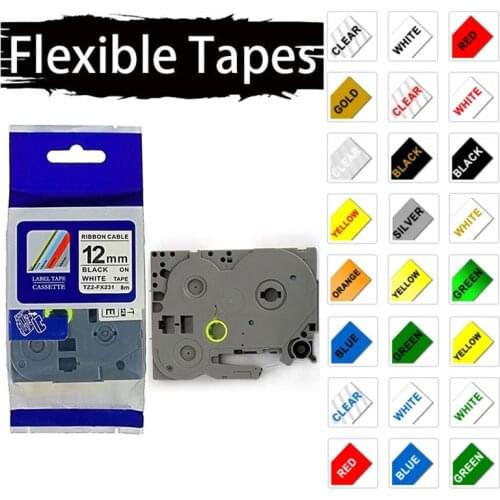 1 Pack TZe-FX231 Tze-fx631 Compatible for Brother P Touch TZ-FX221 TZ-FX211 Black on White 12mm for Brother Flexible Tape