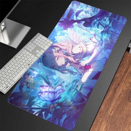 Blue Girl Butterfly Mouse Pad Gaming Accessories Desk Pad Mini Pc Computer Keyboard Notebook MousePad Non-slip Waterproof Carpet