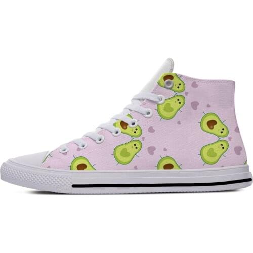 Avocado Cartoon Cute Kawaii Vogue Fashion Casual Cloth Shoes High Top Lightweight Breathable 3D Print Female Men women Sneakers