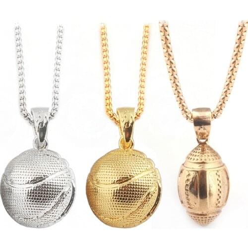 Hot Selling Hip Hop Necklace Men Women Nugby Basketball Pendant Necklaces Punk Rock Chain Choker Fashion Jewelry Accessories