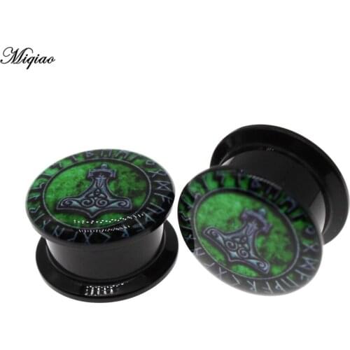 Miqiao 2pcs Fashion Double Horn Earplugs Tunnel Acrylic Spiral Ear Expander Human Body Piercing Jewelry