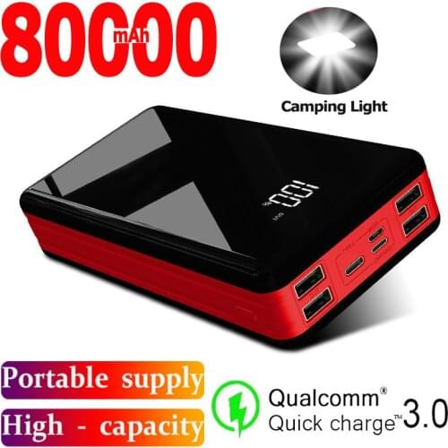 Mobile Power 80000MAh Big Capacity Portable Charger 4USB Outdoor TravelFast Charging Poverbank for Xiaomi Samsung IPhone