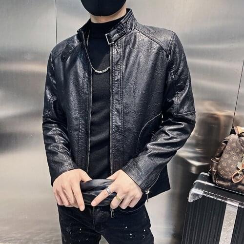 2021Mens Leather Jackets Motorcycle Leather Jacket Black Casual Faux Leather Jacket Autumn Slim Man Coat 4XL