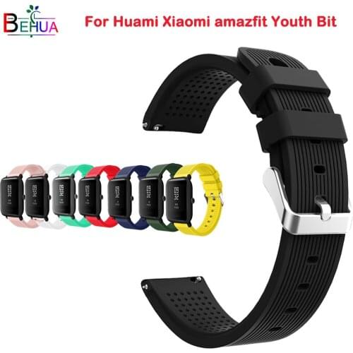 20mm Soft silicone watch band for Huami Xiaomi amazfit Youth Bit smart watch replacement sport wrist band Strap watchband Belt