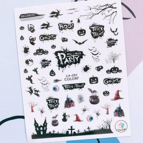 Skeleton Stickers for Manicure Design Halloween Series Elves Witch Vampire Nail Tips for Nails Art 3d Nail Sticker Decals