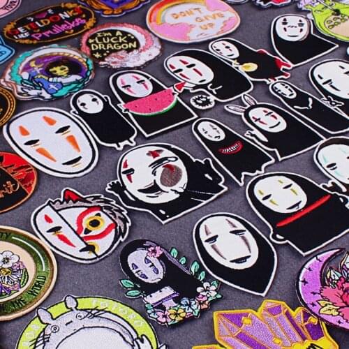 NO FACE MAN Patches on Clothes Embroidered Patches For Clothing Cartoon Anime Accessories Applique Sewing Iron on Dress Decor