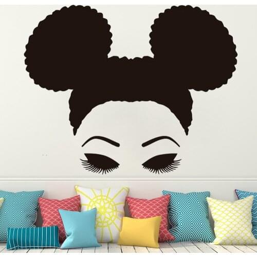 African style Wall Decal for Bedroom decoration Window Sticker Beauty Salon Woman Face Africa Afro American home decor HQ116