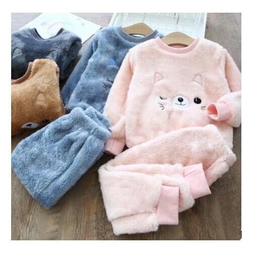 Baby boy girl clothes pajamas set toddler childrens warm pajamas home set winter and autumn clothes spring clothes 1-8Y