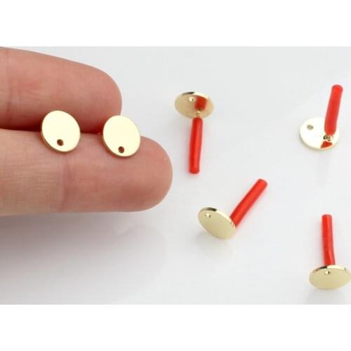 Zinc Alloy Golden Flat Round Base Earrings Connectors 8mm 10pcs/lot For DIY Earrings Jewelry Making Finding Accessories