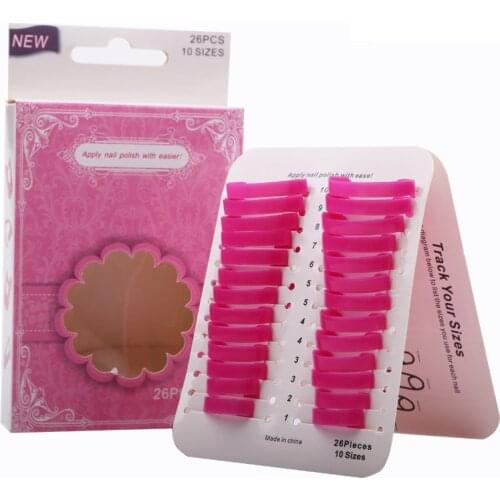 Professional 26pcs/set 10 Sizes Pink Nails Art Tool Nail Polish Glue Spill Proof Model Nail Polish Protector Clip Manicure Tool