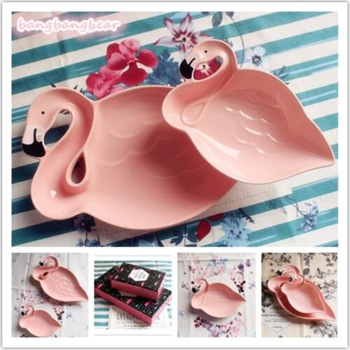Pink Flamingos Ceramic Seafood Signature Plate Small Bowl Breakfast Plate Dessert Plate Fruit Plate