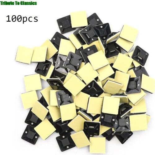 Self Adhesive Stick-on Mounts For Cable Ties / Routing Looms Wire & Cable Base Clamps Clip 100Pcs