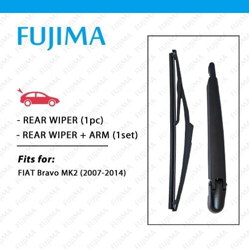 FUJIMA Rear Wiper Blade and Arm for Fiat Bravo MK2 (2007-2014) Back Window Windscreen Rear Wiper Arm