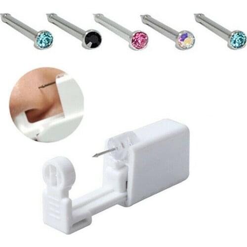 1pc Nose Piercing Studs Tool Kit Disposable Safe Sterile Piercing Unit Stud Earrings No Pain Helix Gun