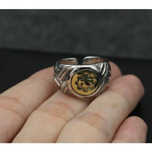 Takahashi Kagura Goro Handmade Sterling Silver Eagle Feather Ring Open Ended Retro Thai Silver Male Temperament Ring