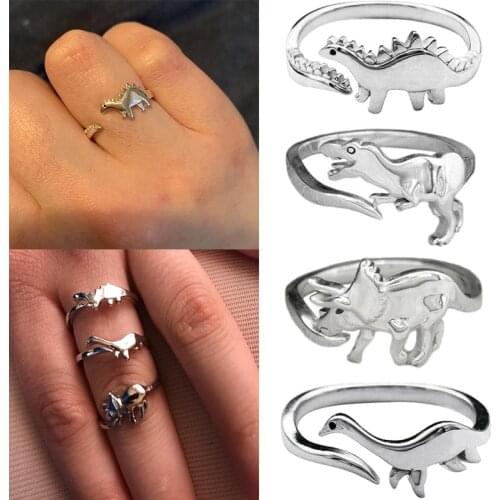 Vintage Dinosaur Rings for Lovers Charm Adjustable Opening Animal Rings 2021 Trendy Friendship Couple Jewellery Party Gift