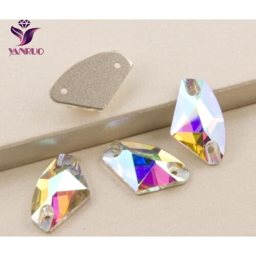 YANRUO Top AB Crystal 3256 Galactic Sewing Rhinestones Sew on Dress Stones Flat Back Crystals For Wedding Dress