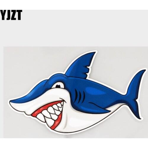 YJZT 16.5CM×9.8CM Car Sticker Angry And Hungry Shark Decal PVC 11C-0032