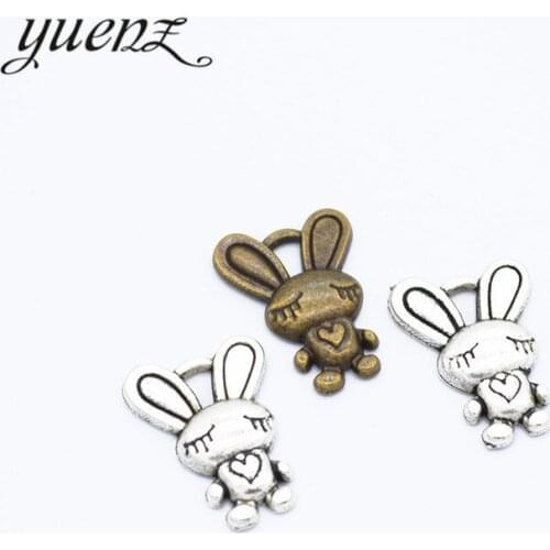YuenZ 20pcs 2 colour Antique bronze rabbit Pendant Alloy DIY Fashion charm Bracelet Necklace Jewelry Accessories 18*13mm D9251