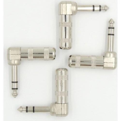 2pcs 1/4" 6.35mm Stereo Microphone 90 Degree Rlght Angle Metal TRS Plug Solder Connector