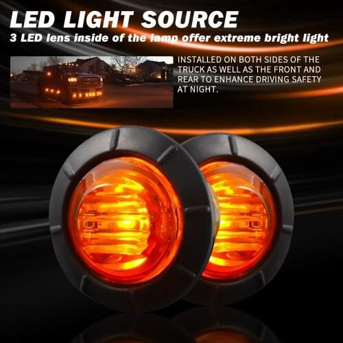 2pcs Amber Side Marker LED Light Front Rear Side Marker Indicators Light for Truck Bus Trailer Caravan 12V Truck Light System