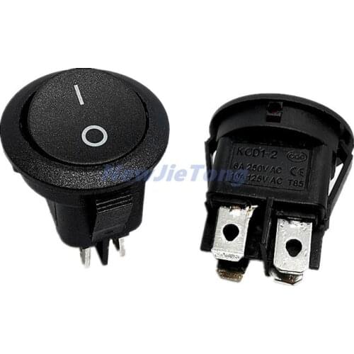 5pcs KCD1 224N Round Rocker Switch Black 4Pins 6A 250V/10A 125VAC Boat Switch Snap-in SPST ON OFF Rocker 2 Position Switch