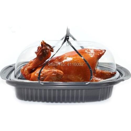 80 Sets Disposable Grilled Chicken Roast Duck Packing Box Plastic Large Capacity Take-away Roast Chicken Box