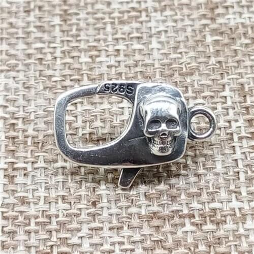 925 Sterling Silver Skull SkeletonPunk Lobster Claw Clasp for Bracelet Necklace