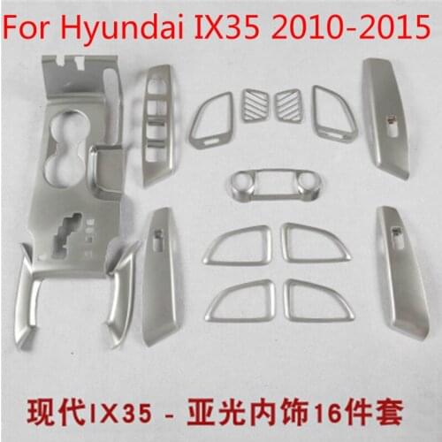 Car-Styling ABS Chrome Car-Covers Center Console Control Panel Cover Sticker Interior Accessories For Hyundai IX35 2010-2015