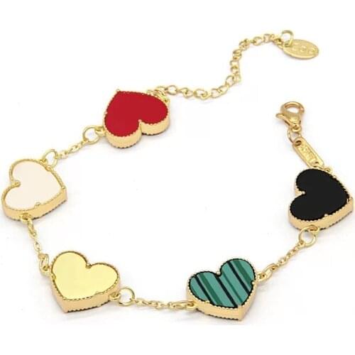 Brand Design Hot Sale Trendy Fashion 5 Color Peach Heart Women Bracelet Party Bracelet Sweet Girl Jewerly Gift