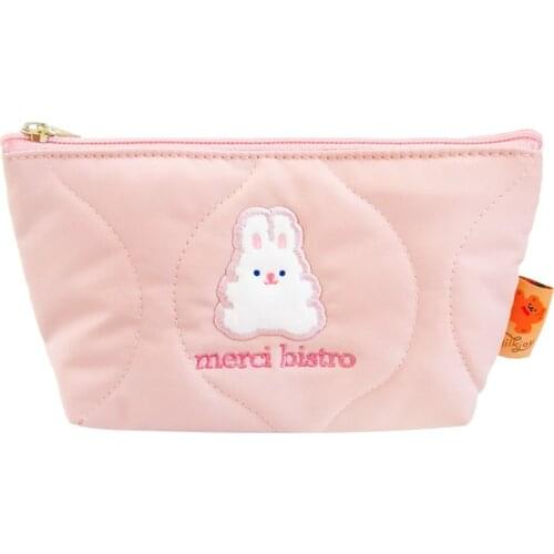 Morandi Pencil Case Kawaii Rabbit Pencilcase for Girls Cotton School Pencil Box Student Stationery Embroidery Storage Bag Supply