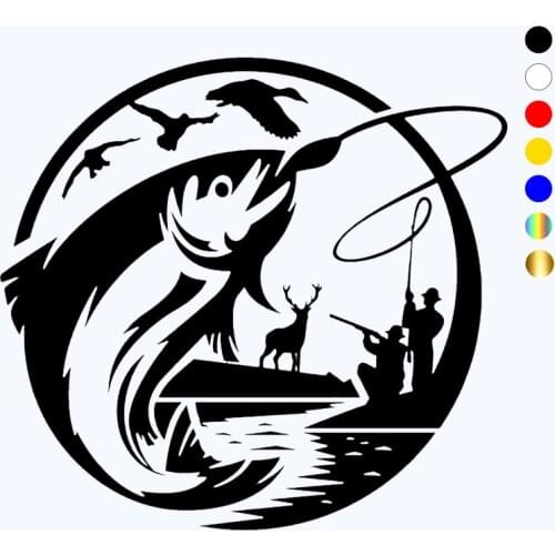 CK20969#15/20/30 cm Funny Vinyl Decal Fishing Hunting Hunter Car Sticker Waterproof Stickers on Truck Bumper Rear Window